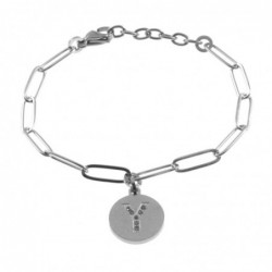 bracciale con iniziale lettera y acciaio e strass