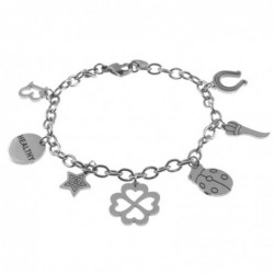 bracciale donna portafortuna acciaio