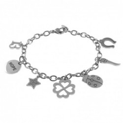 bracciale donna portafortuna acciaio