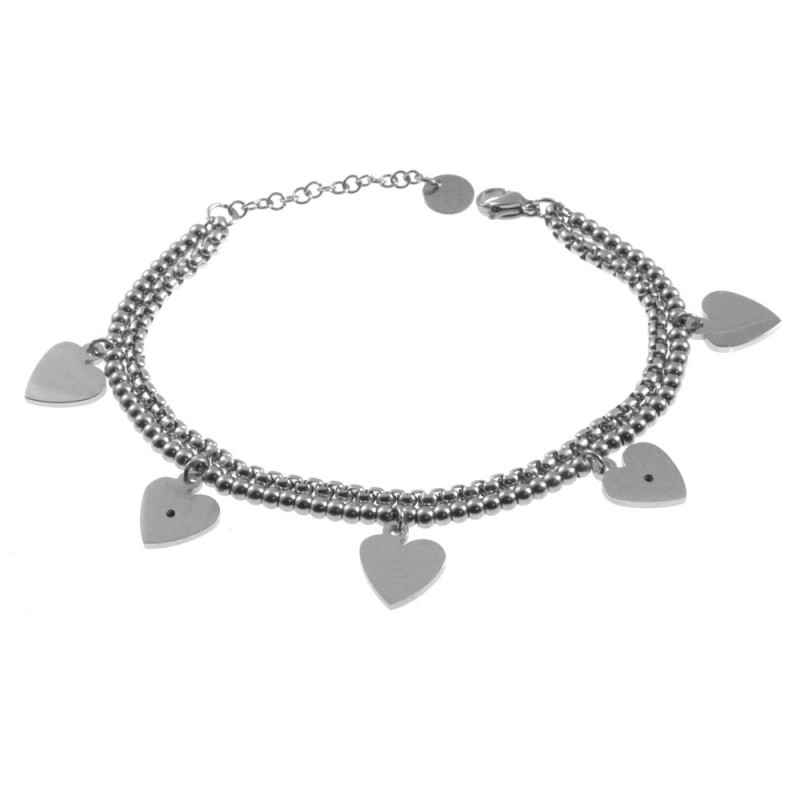 bracciale donna cuoricini acciaio