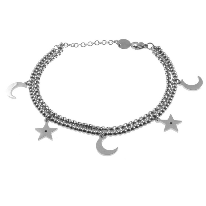 bracciale donna stelle e lune acciaio