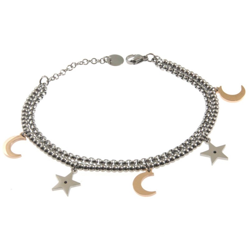 bracciale donna stelle e lune acciaio