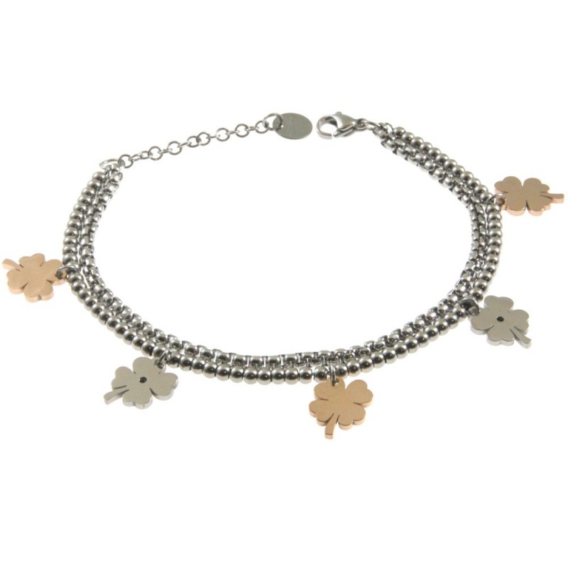 bracciale donna quadrifogli acciaio