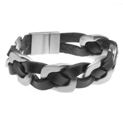 bracciale uomo grumettone acciaio pelle