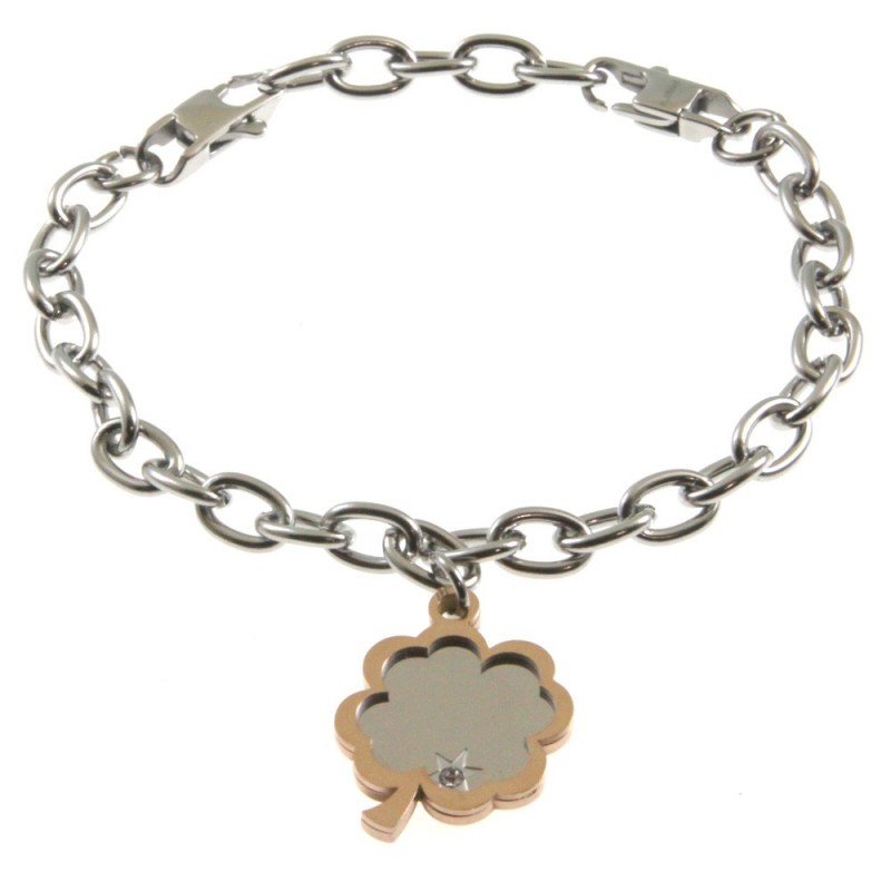 bracciale donna quadrifoglio acciaio