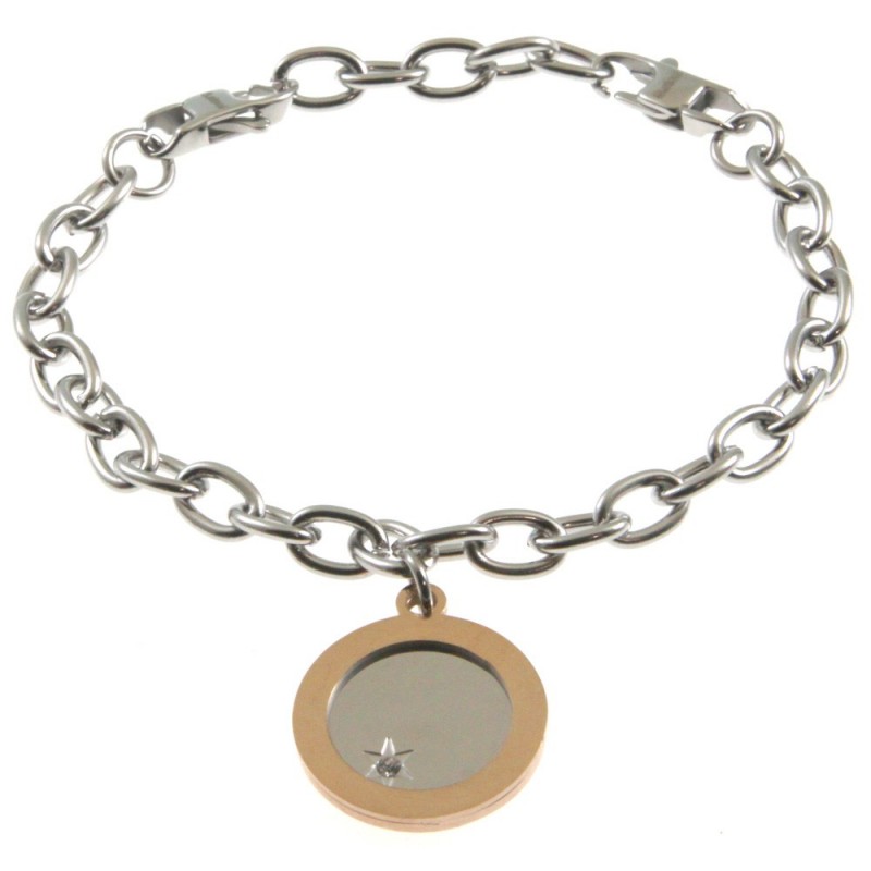 bracciale donna pendente tondo acciaio