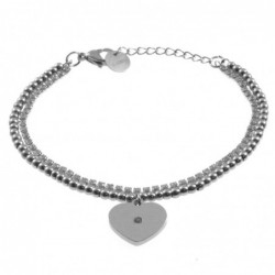 bracciale donna cuore acciaio e strass