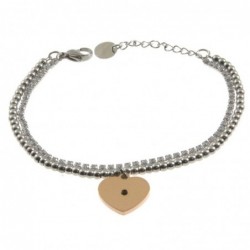 bracciale donna cuore acciaio e strass