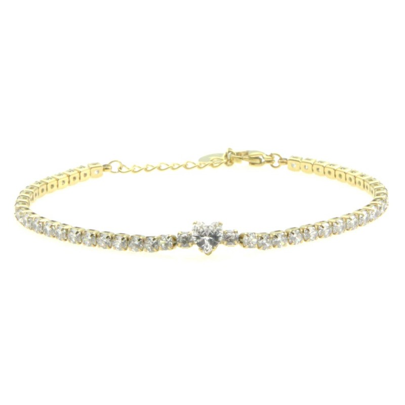 bracciale tennis donna acciaio con cuore