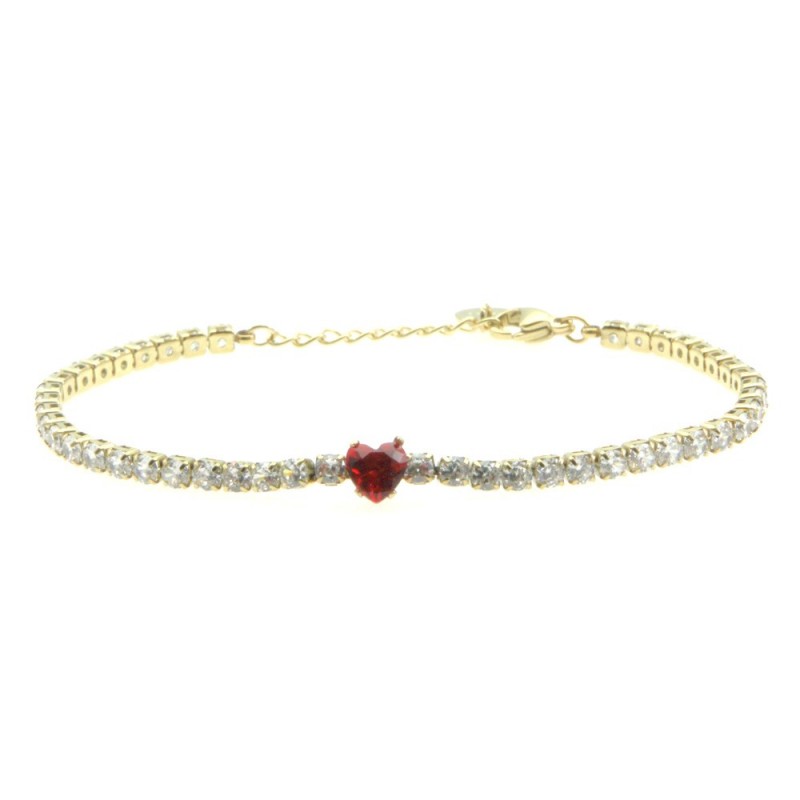 bracciale tennis donna acciaio con cuore