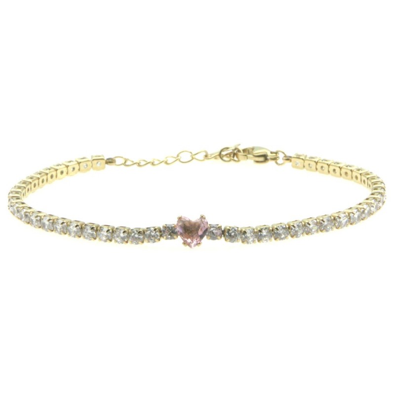 bracciale tennis donna acciaio con cuore
