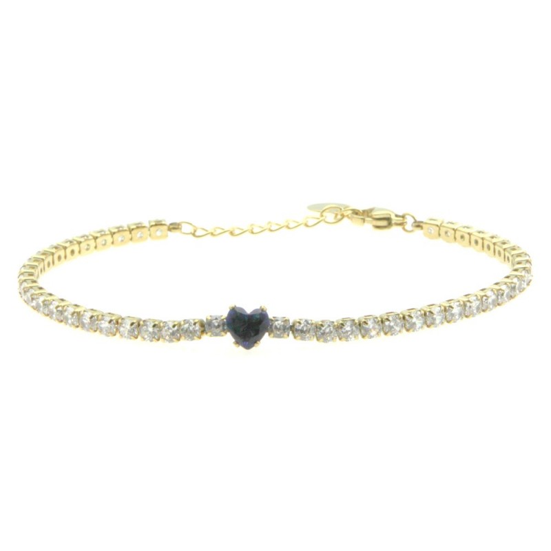 bracciale tennis donna acciaio con cuore