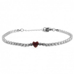 bracciale tennis donna acciaio con cuore