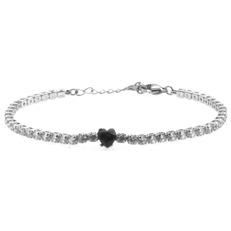 bracciale tennis donna acciaio con cuore