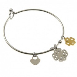 bracciale donna rigido con quadrifogli acciaio