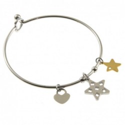 bracciale donna rigido con stelline in acciaio