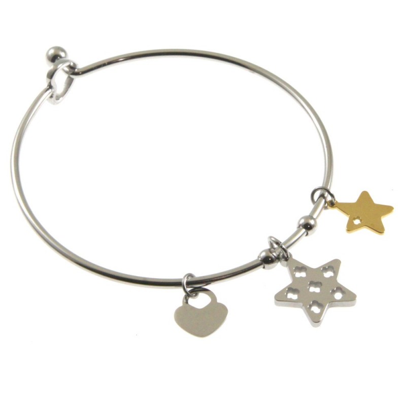 bracciale donna rigido con stelline in acciaio