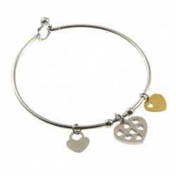bracciale donna rigido con cuoricini in acciaio