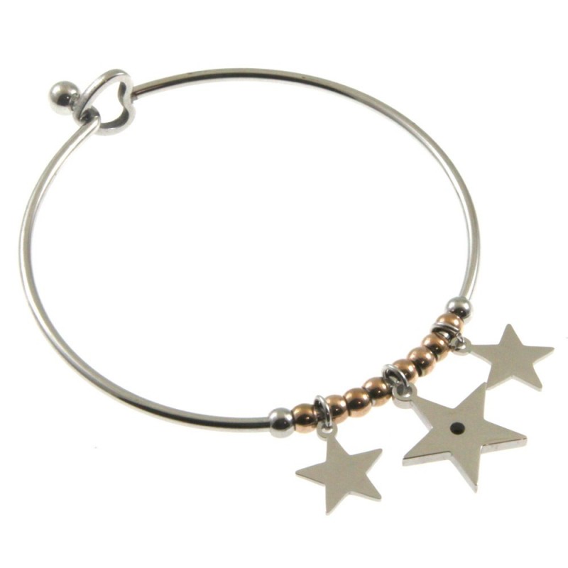 bracciale donna rigido con stelline in acciaio