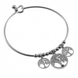 bracciale donna rigido con albero della vita in acciaio