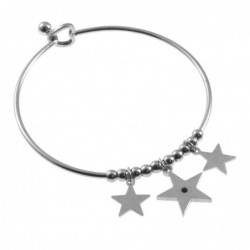bracciale donna rigido con stelline in acciaio
