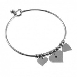bracciale donna rigido con cuoricini in acciaio