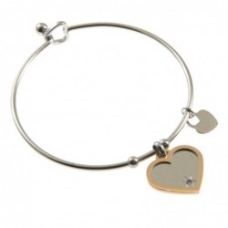 bracciale donna rigido con cuore in acciaio