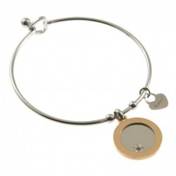 bracciale donna rigido con ciondolo tondo in acciaio