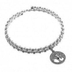 bracciale donna rigido perle strass e albero della vita