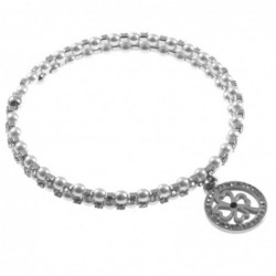 bracciale donna rigido perle strass e quadrifoglio