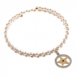 bracciale donna rigido perle strass e stellina