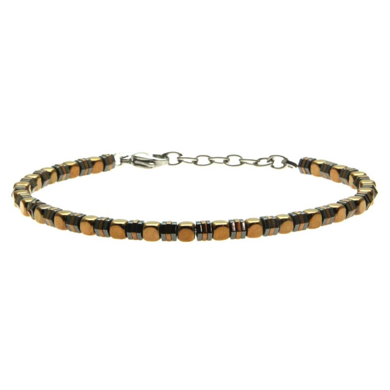 bracciale uomo esagoni e dadini acciaio