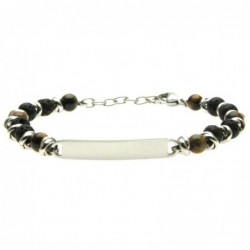 bracciale uomo pietre e piastra in acciaio