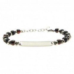 bracciale uomo pietre e piastra in acciaio