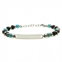 bracciale uomo pietre e piastra in acciaio