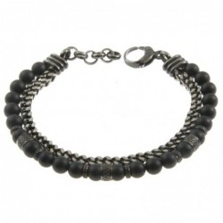 bracciale uomo pietre e catena in acciaio