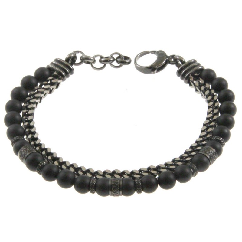 bracciale uomo pietre e catena in acciaio