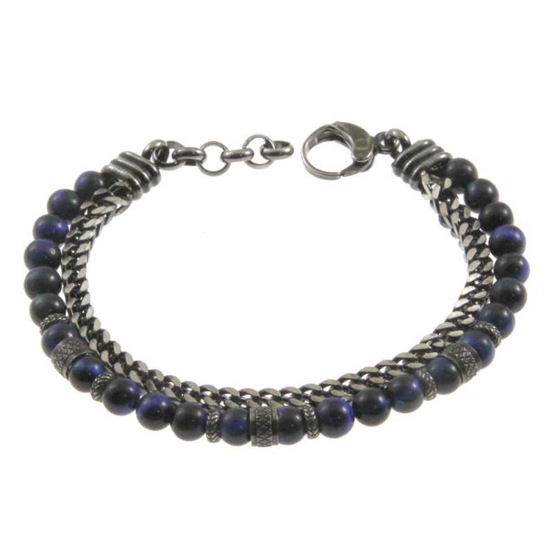 bracciale uomo pietre e catena in acciaio