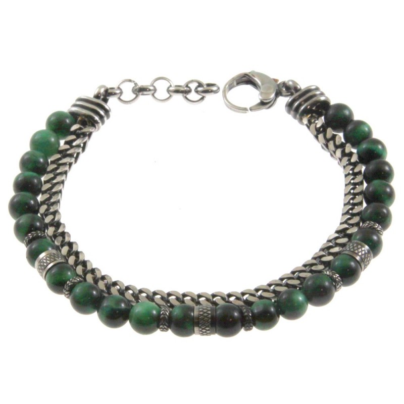 bracciale uomo pietre e catena in acciaio