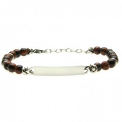 bracciale uomo pietre e piastra in acciaio