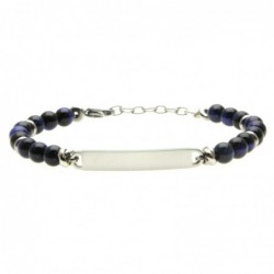 bracciale uomo pietre e piastra in acciaio