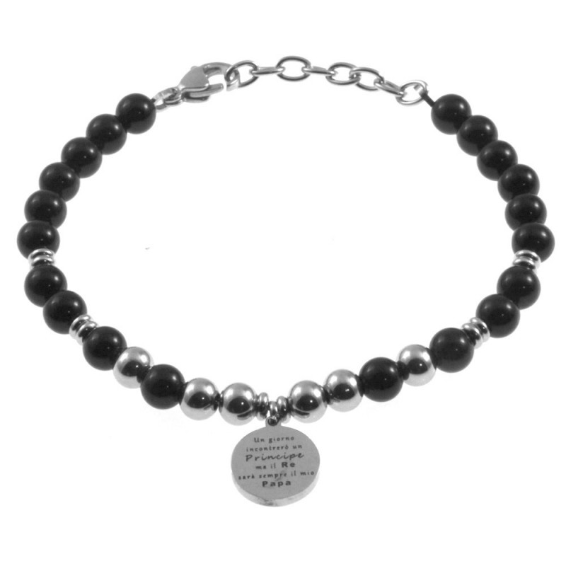 bracciale papà con frasi acciaio e pietre