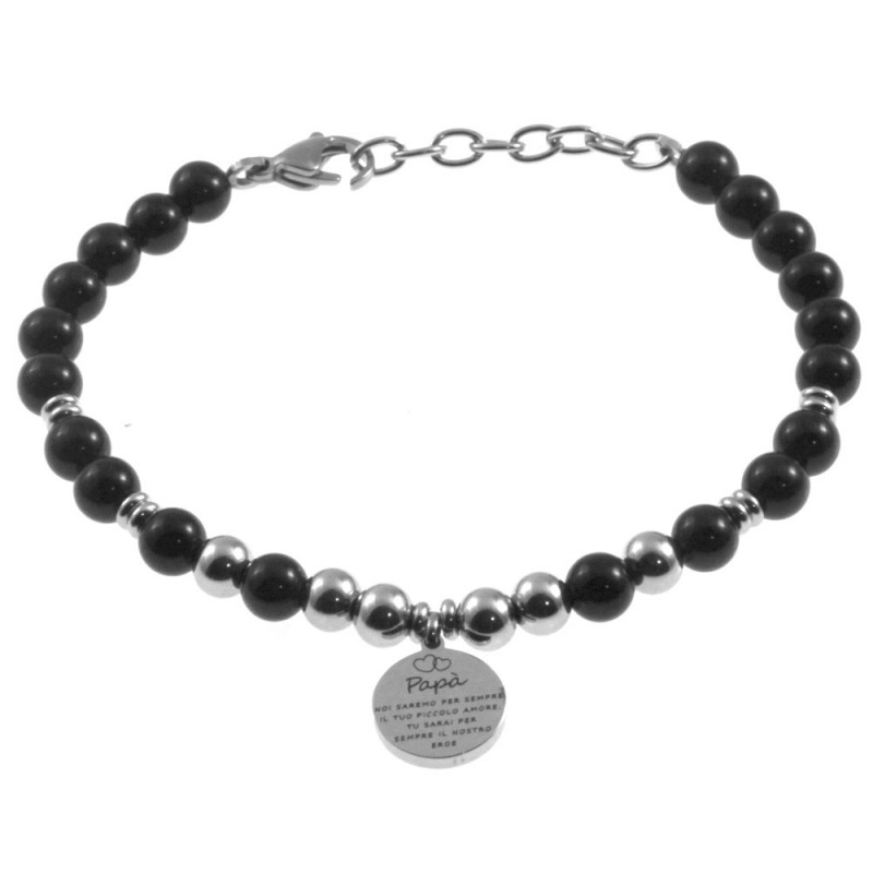 bracciale papà con frasi acciaio e pietre