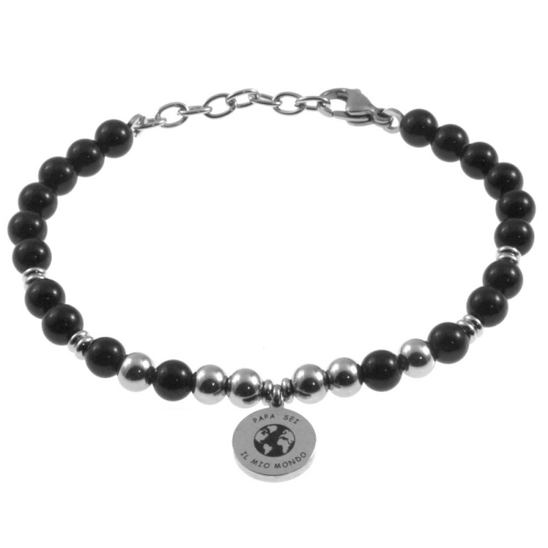 bracciale papà con frasi acciaio e pietre