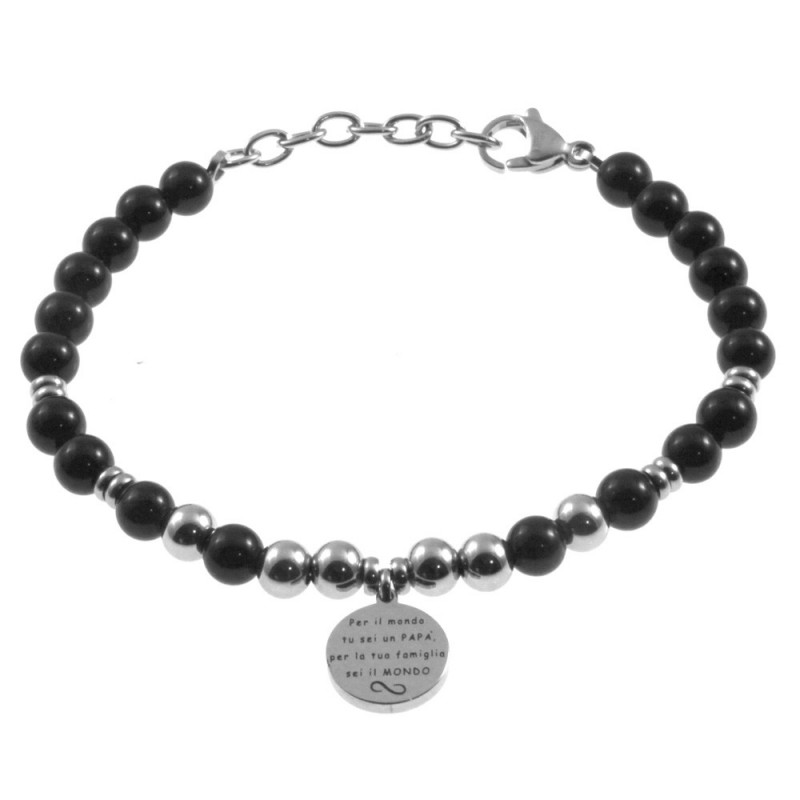 bracciale papà con frasi acciaio e pietre