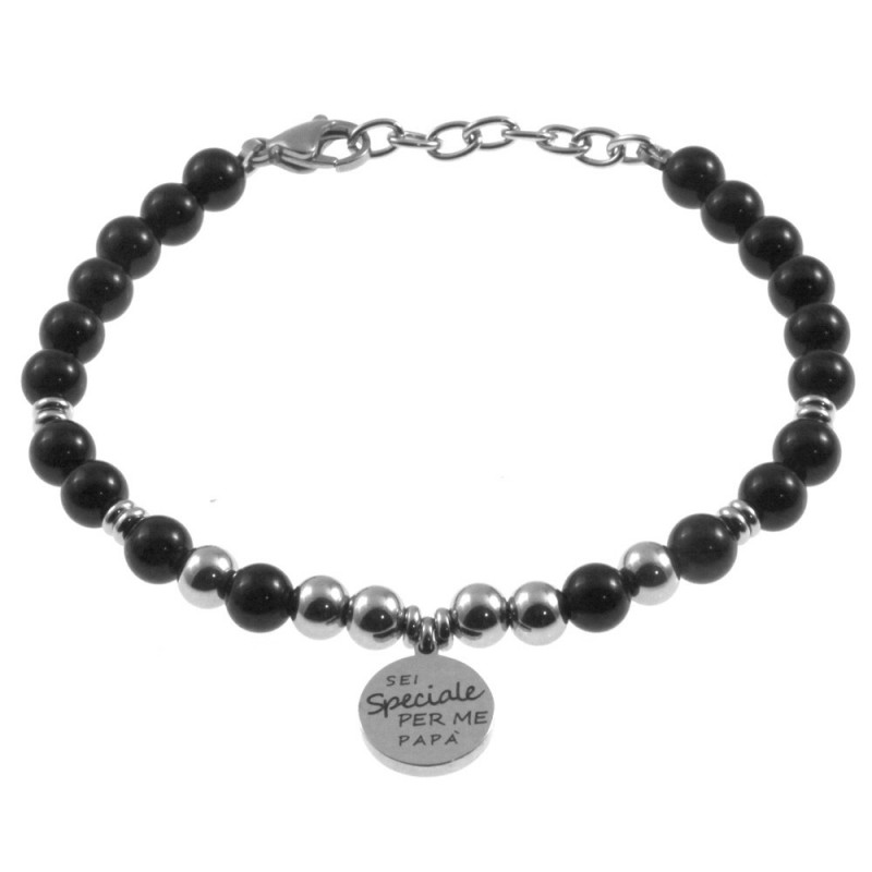 bracciale papà con frasi acciaio e pietre