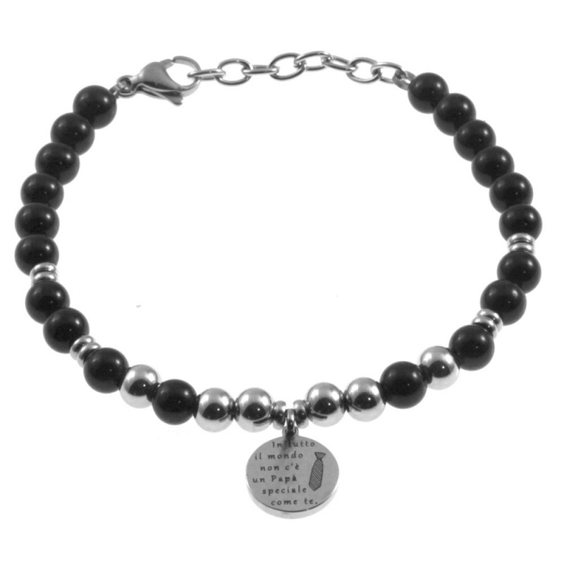 bracciale papà con frasi acciaio e pietre