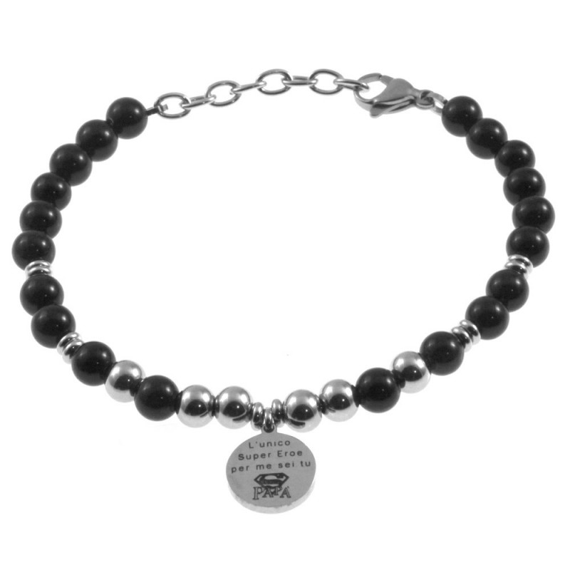bracciale papà con frasi acciaio e pietre