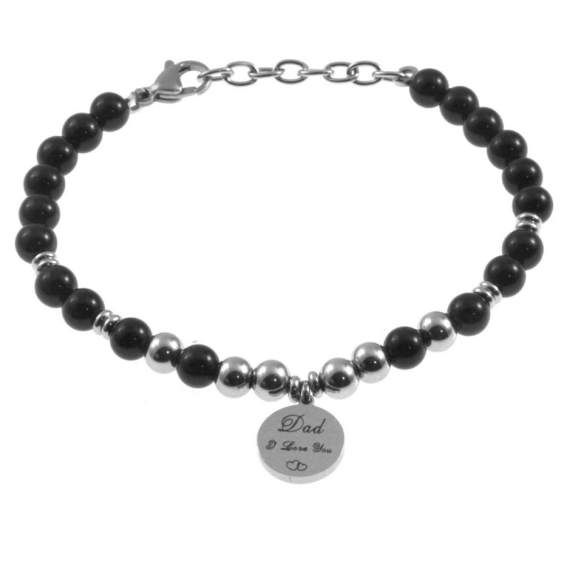 bracciale papà con frasi acciaio e pietre