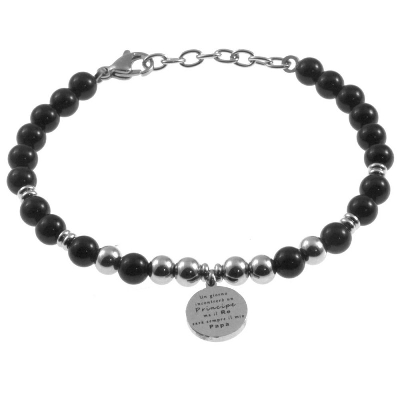 bracciale papà con frasi acciaio e pietre